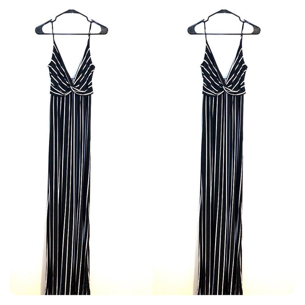Windsor Black & White Striped Maxi Dress